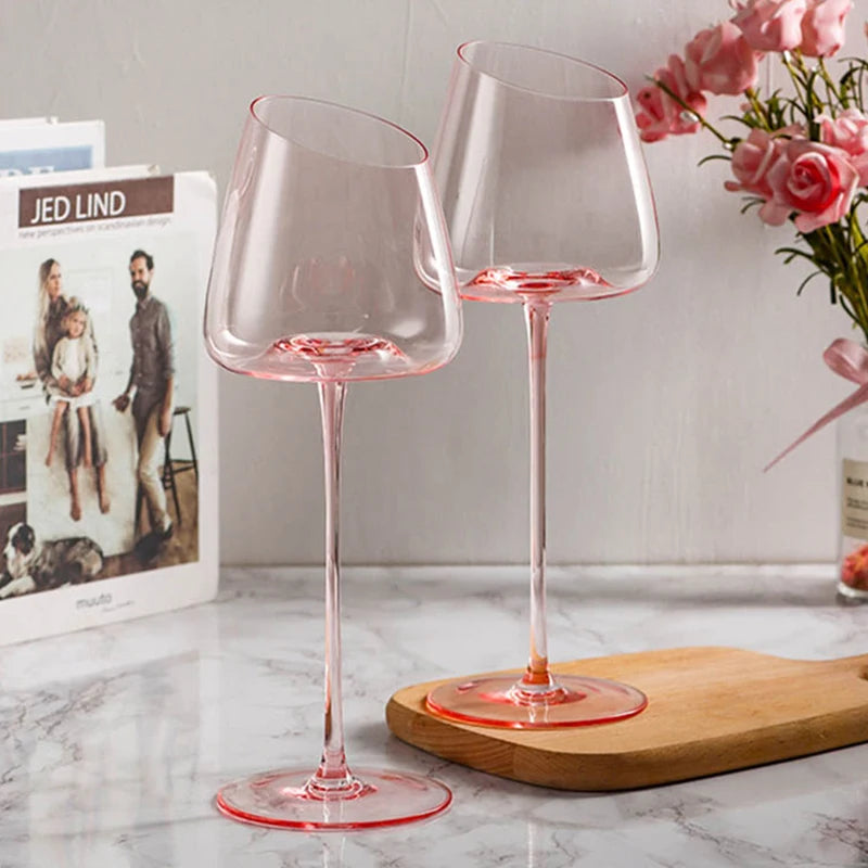 Tilted Blush Wine Glass