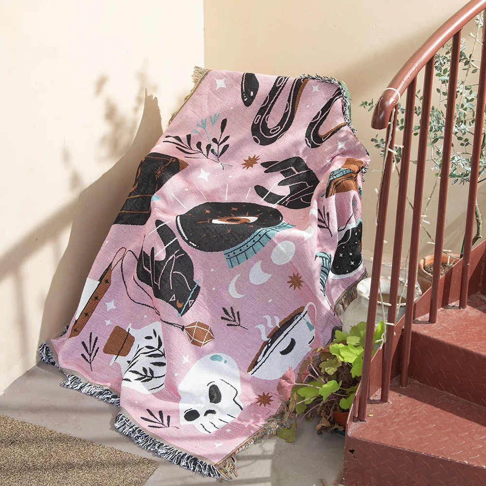 Witchcraft Pink Tapestry Throw