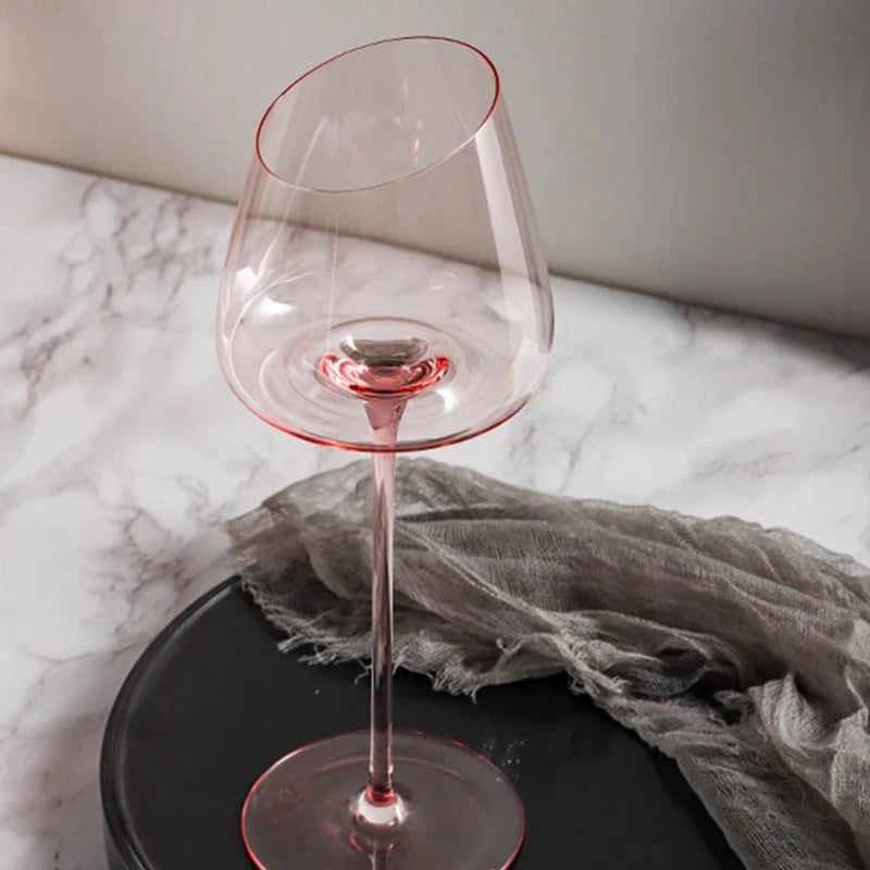 Tilted Blush Wine Glass