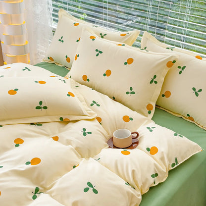 Cozy Orange Print Duvet Cover Set