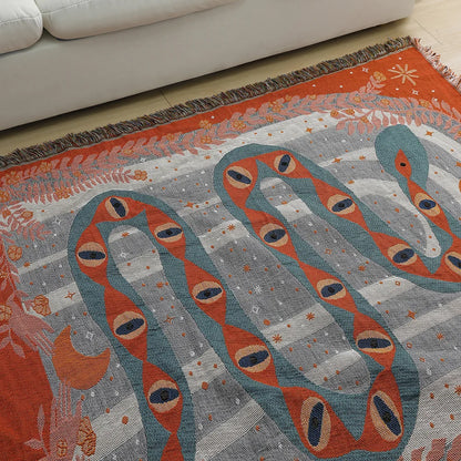 Abstract Orange Snake Throw Blanket