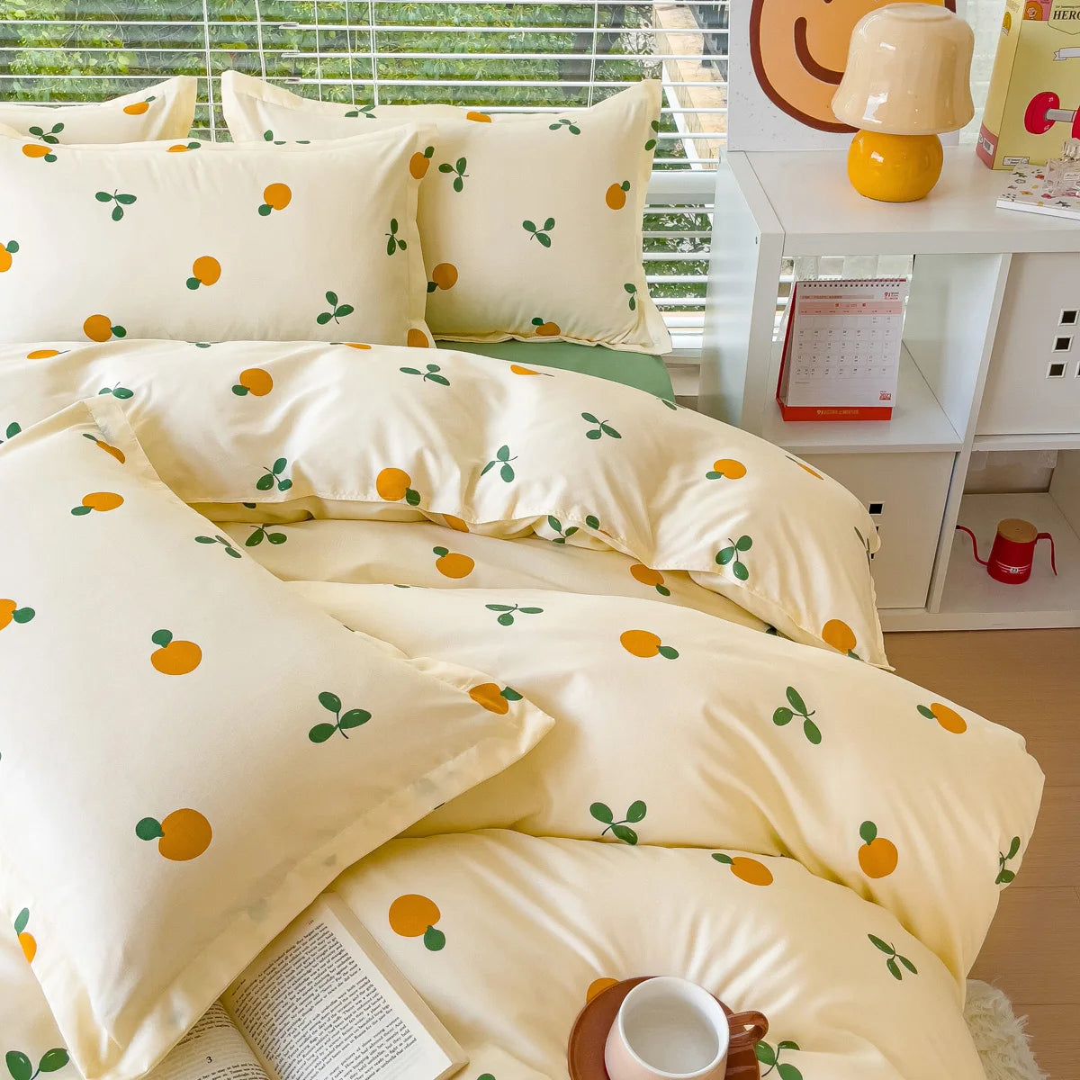 Cozy Orange Print Duvet Cover Set