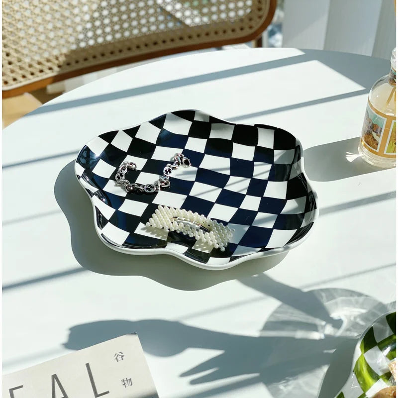 Wavy Chequered Jewellery Tray