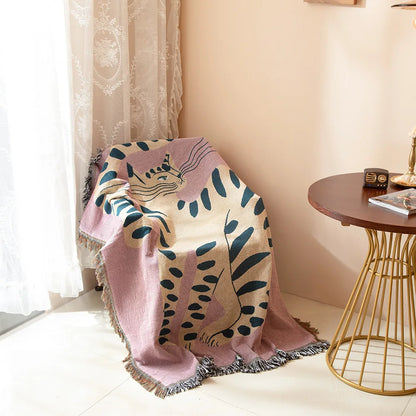 Pink Cat Throw Blanket